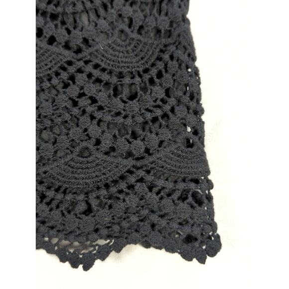 ELLE Black Crochet Lace Overlay Cotton Skirt Womens Size 6 Lined A-Line Career - Picture 6 of 10